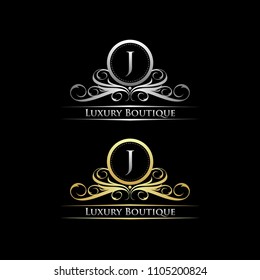 Letter J Luxury Boutique Silver and Gold Logo 