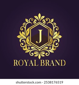 Letra J concepto de logotipo de oro de lujo