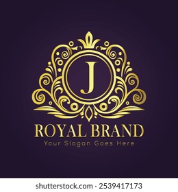 Letra J concepto de logotipo de oro de lujo