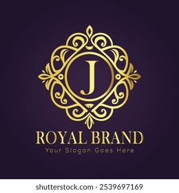 Letra J concepto de logotipo de oro de lujo