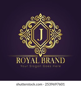 Letra J concepto de logotipo de oro de lujo