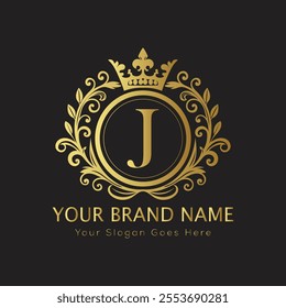 Letter J luxury gold logo concept
