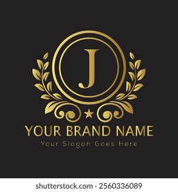 Letter J luxury gold logo concept
