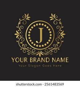 Letter J luxury gold logo concept
