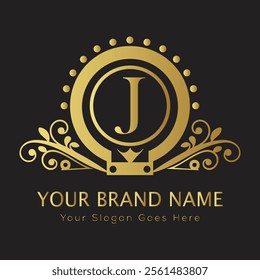 Letter J luxury gold logo concept
