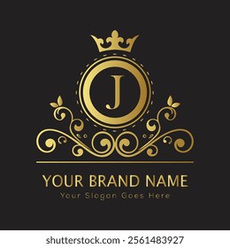 Letter J luxury gold logo concept
