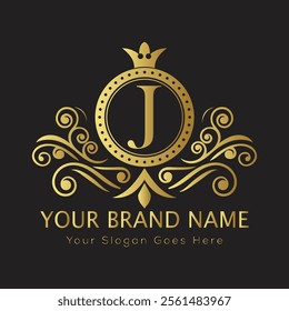 Letter J luxury gold logo concept
