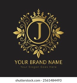 Letter J luxury gold logo concept
