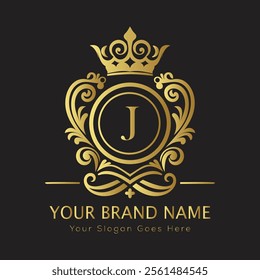 Letter J luxury gold logo concept
