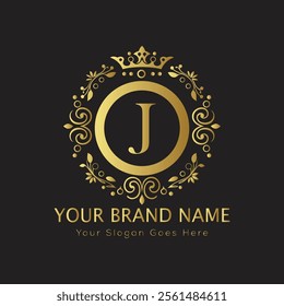 Letter J luxury gold logo concept
