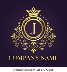 Letter J luxury gold logo concept