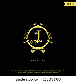 Letter J luxury logo icon design. with a golden color on the background. Vector graphic design template element.