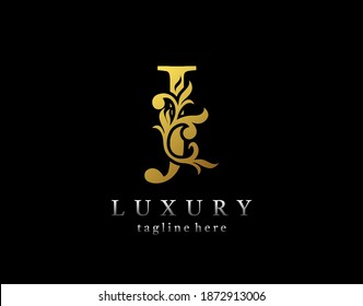 Letter J luxury logo icon, luxury gold flourishes ornament monogram design vector.