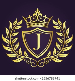 Letter J luxury and Royale brand logo concept design
