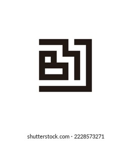 Letter J, M and B square geometric symbol simple logo vector