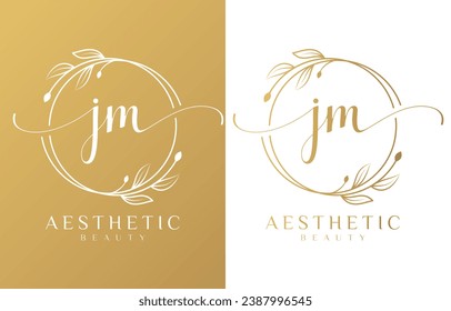 Letter J and M Beauty Logo with Flourish Ornament