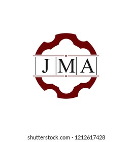 letter J and M and A with gear vector logo template military theme for firearms retail store