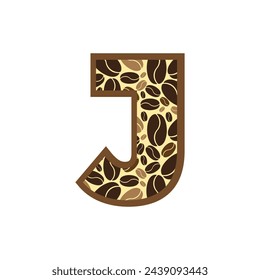Letter j made of coffee beans vector set, Logo Font  Coffee Beans.