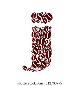 Letter  j  made of coffee beans vector set