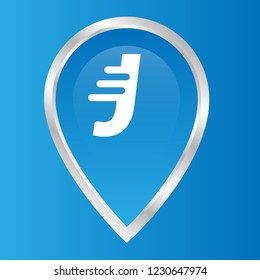 letter J and map pin. logo concept. Designed for your web site design, logo, app, UI