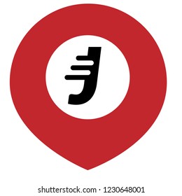 letter J and map pin. logo concept. Designed for your web site design, logo, app, UI