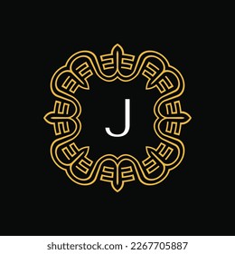 logotipo de la placa J medallion emblem de la placa inicial de círculo
