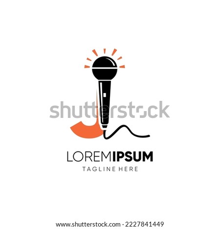 Letter J Microphone Logo Design Vector Icon Graphic Emblem Illustration