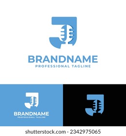 Letter J Microphone Logo, geeignet für Geschäftsaktivitäten im Zusammenhang mit Mikrofon mit J Initial.
