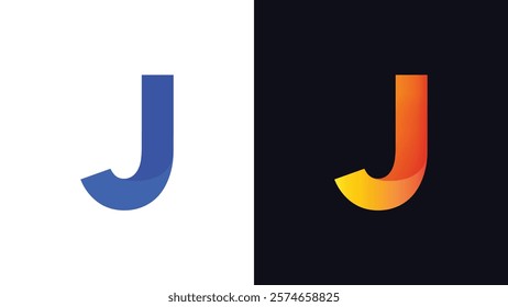 Letter J Minimal Business Logo With 3D Rounded Shadow | Gradient J Letter Typography Symbol