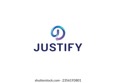 Letter J modern 3d technological circular logo