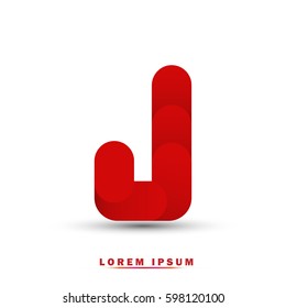 Letter J. modern concept and elegant typographic . red