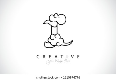 Letter J Modern Design Logo Concept. Creative Icon Logo with Chinese Cloud Shape Vector Illustration.