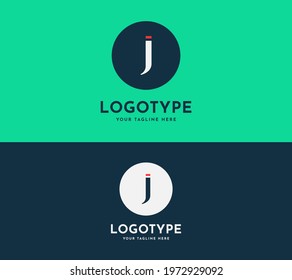 Letter j modern icon with a circle round logo in blue, green and, white colors. Elegant letter logo design for corporate identity, business. Eps 10.