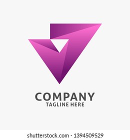 Letter J modern logo design in triangle shape