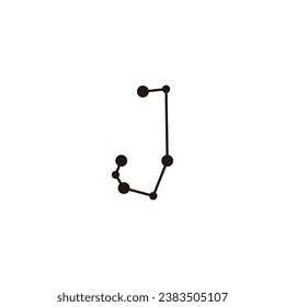 Letter J molecules, technology, science geometric symbol simple logo vector