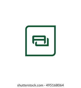 The letter A and J Monogram With Frame Square. Logo Design Template Green