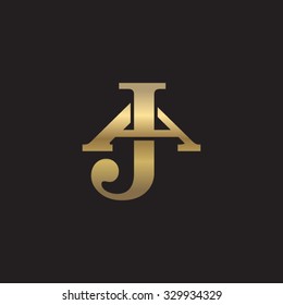 letter A and J monogram golden logo