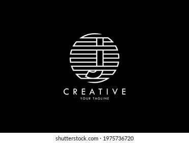 Letter J Monogram linked striped circle, Interesting concept looks abstract