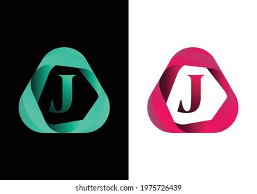 letter J monogram logo with abstract liquid shape