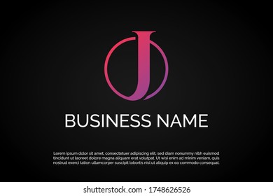 Logotipo de Monograma de la letra J en el círculo, Logotipo de la carta inicial para el nombre de su empresa, plantilla de logotipo alfabético lista para su uso, logotipo inicial moderno