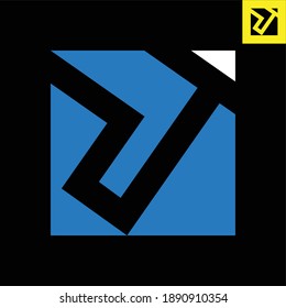 Diseño del logotipo de monograma de letra J en estilo de arte Gestalt. Logo vector en Eps 8.