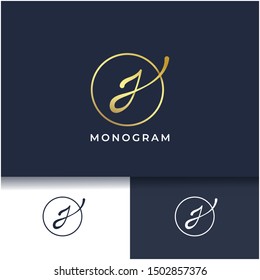 Letter J monogram logo design,minimal luxury logo template