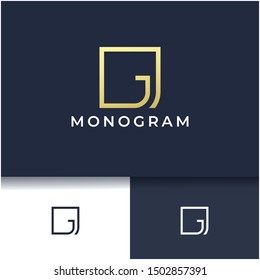 Letter J monogram logo design,minimal luxury logo template