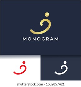 Letter J monogram logo design,minimal luxury logo template