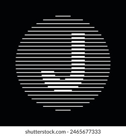 J Alphabet Buchstabe Logo Runde Kreislinie Abstrakte optische Täuschung Streifen Halbton Symbol Symbol