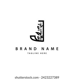 Letter j monogram logo with natural leaf theme design