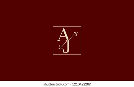 LETTER A AND J MONOGRAM LOGO WITH SQUARE FRAME FOR LOGO DESIGN OR ILLUSTRATION USE