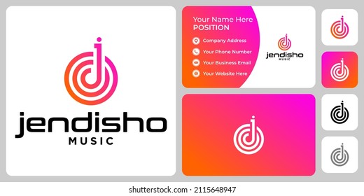 Letter j monogram music logo design with business card template.

