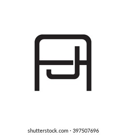 letter A and J monogram square shape logo black
