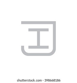letter J and I monogram square shape logo gray